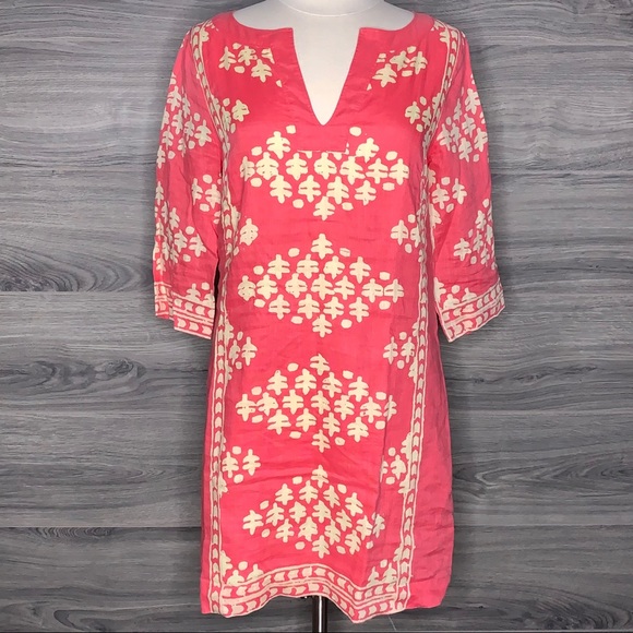 J.Crew Linen Coral Java Shift Dress Size 6 - Picture 2 of 7